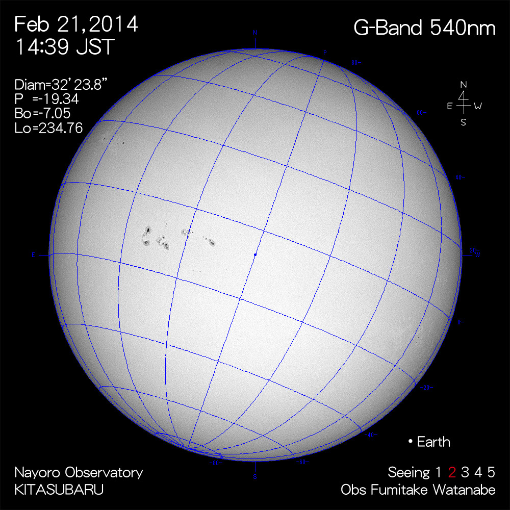 2014年2月21日540nm波長の太陽