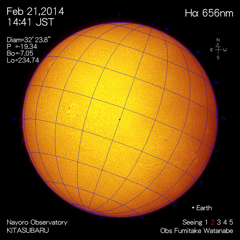 2014年2月21日Hα波長の太陽