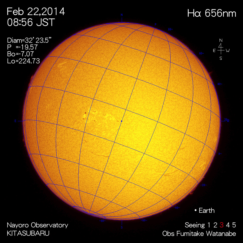 2014年2月22日Hα波長の太陽