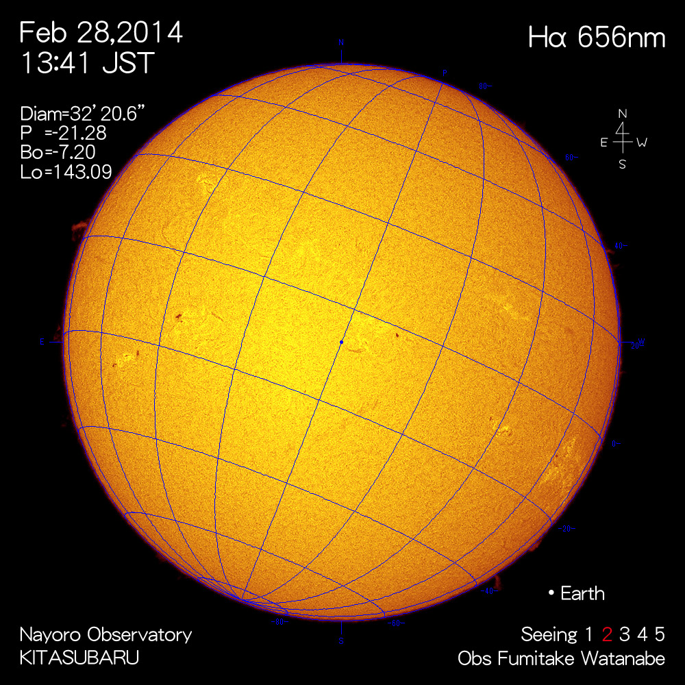 2014年2月28日Hα波長の太陽