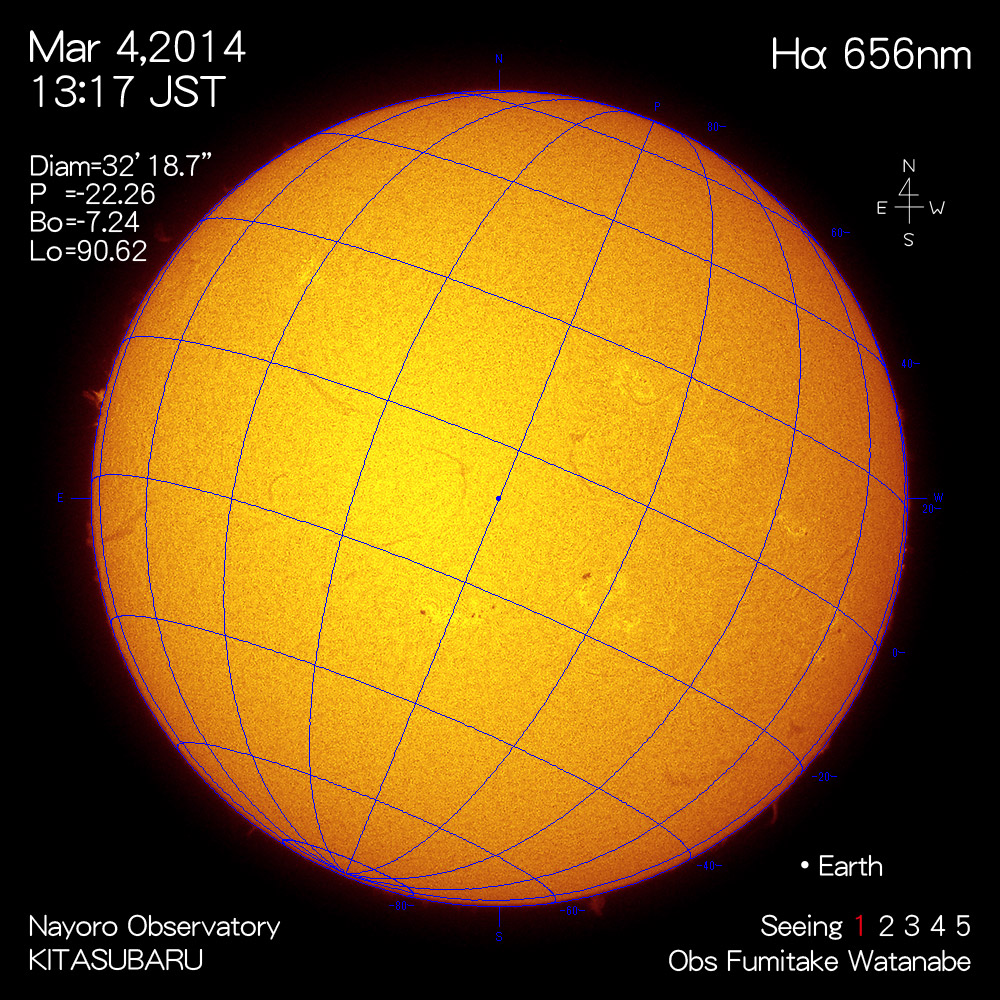 2014年3月4日Hα波長の太陽