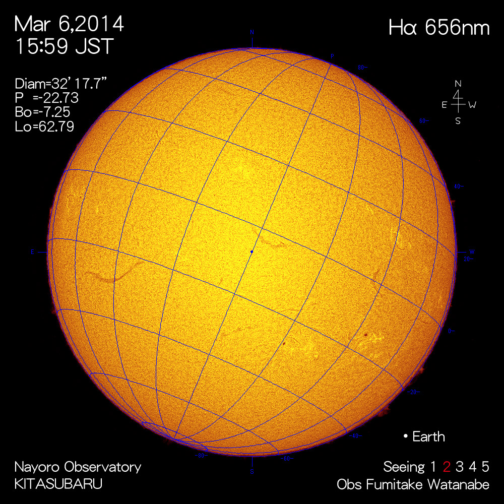 2014年3月6日Hα波長の太陽