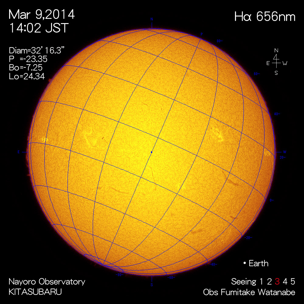 2014年3月9日Hα波長の太陽