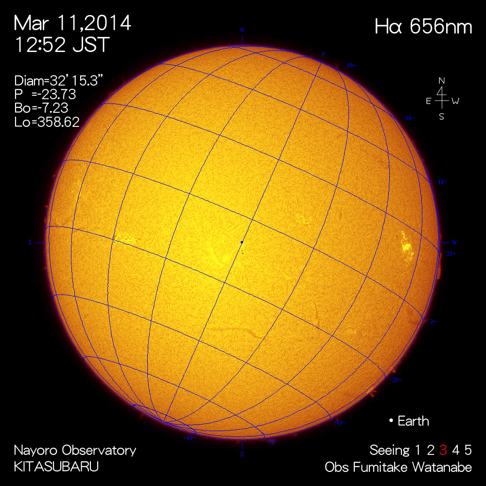 2014年3月11日Hα波長の太陽