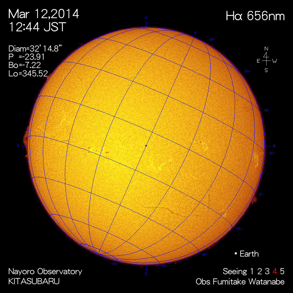 2014年3月12日Hα波長の太陽
