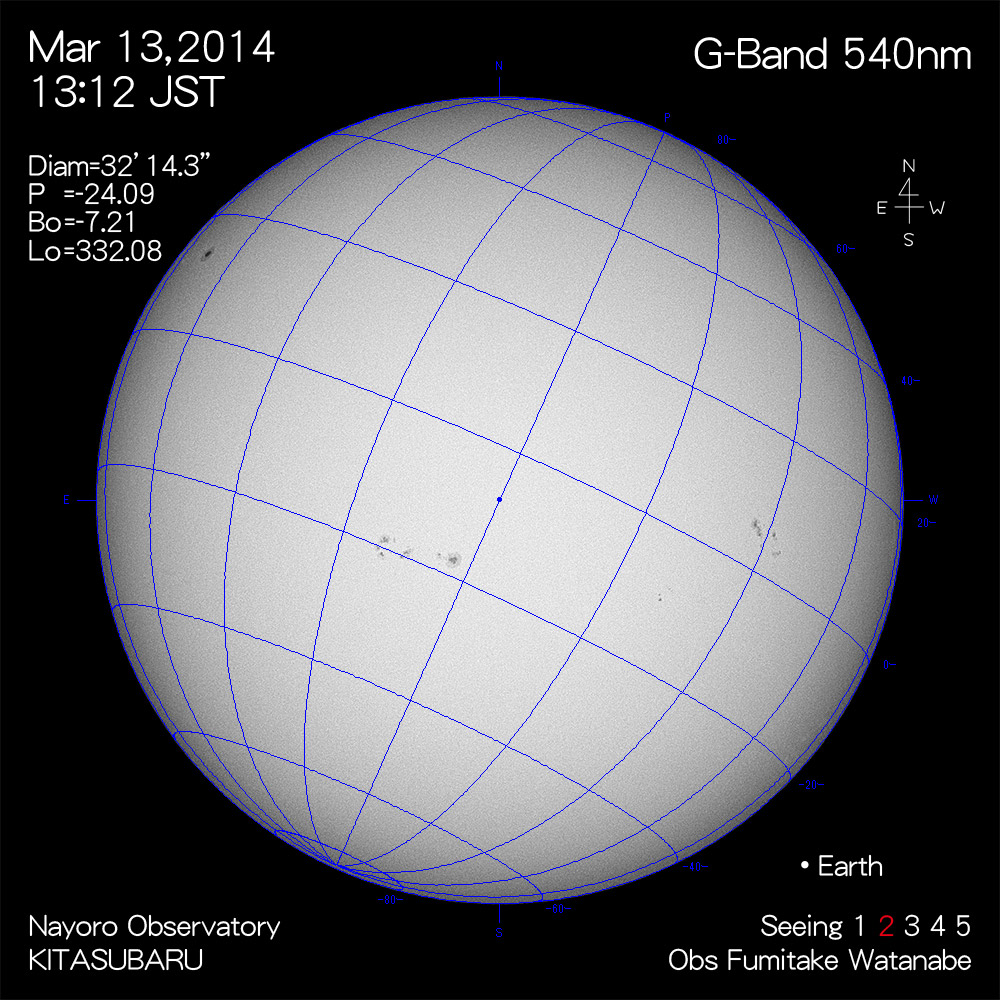 2014年3月13日540nm波長の太陽