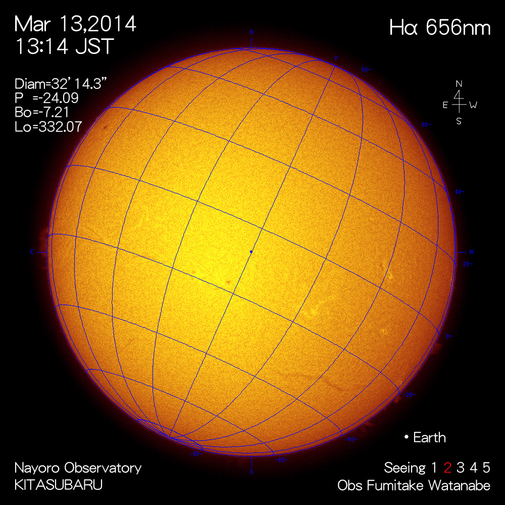 2014年3月13日Hα波長の太陽