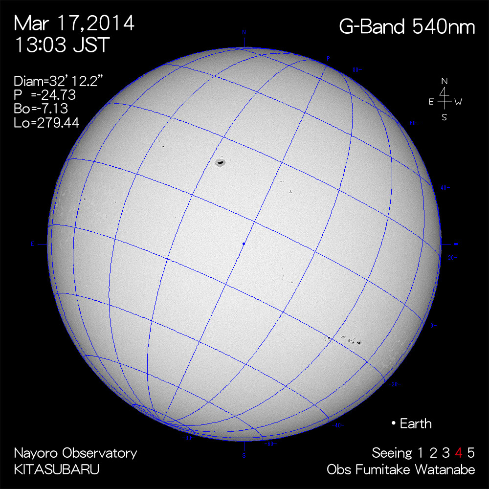 2014年3月17日540nm波長の太陽