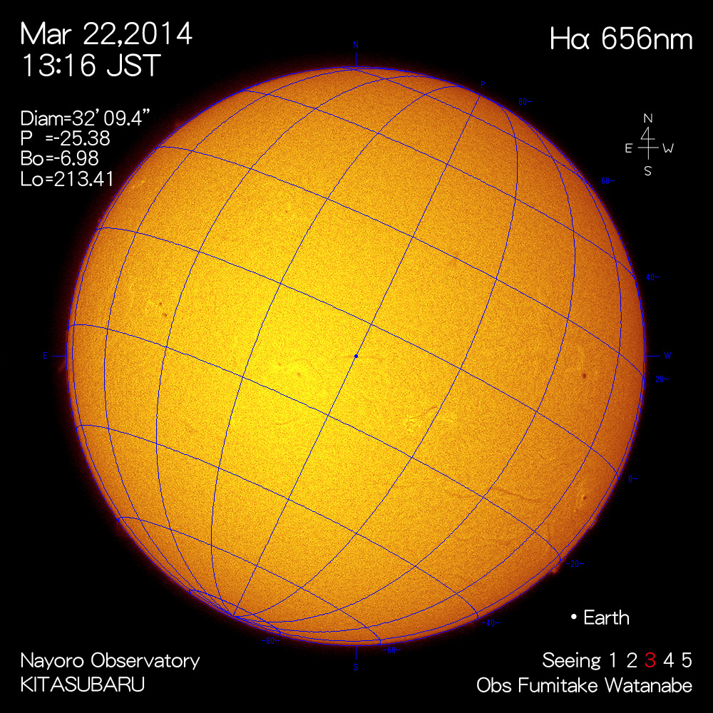 2014年3月22日Hα波長の太陽