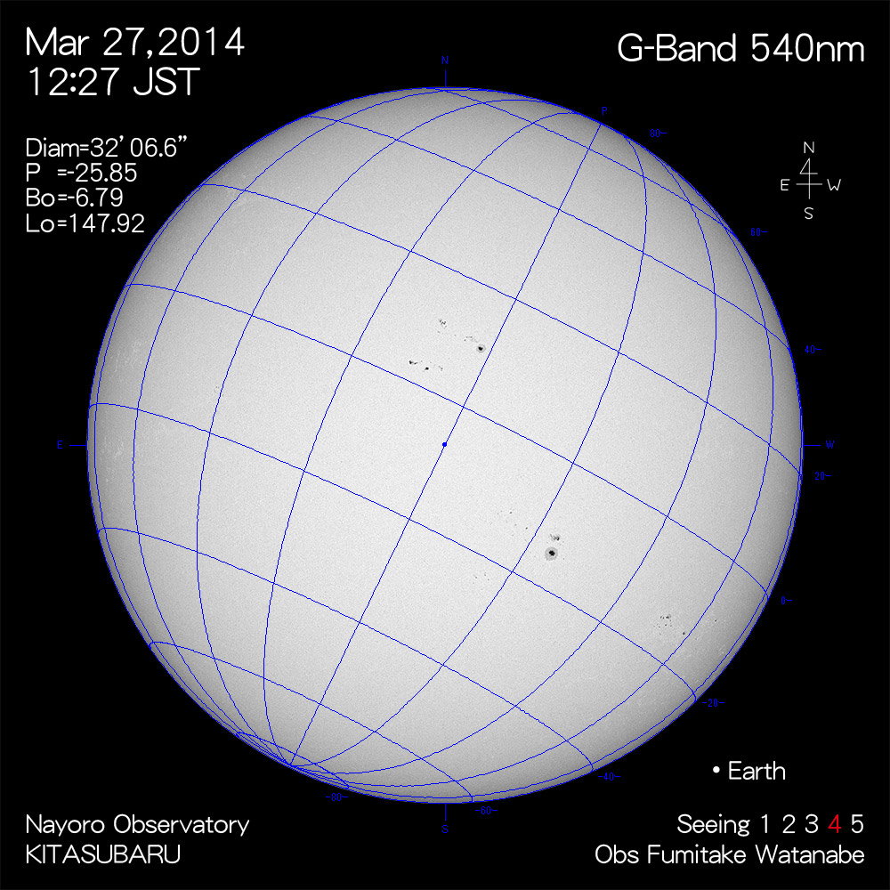 2014年3月27日540nm波長の太陽