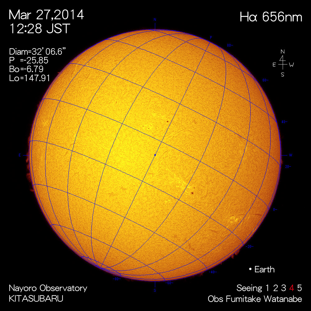 2014年3月27日Hα波長の太陽