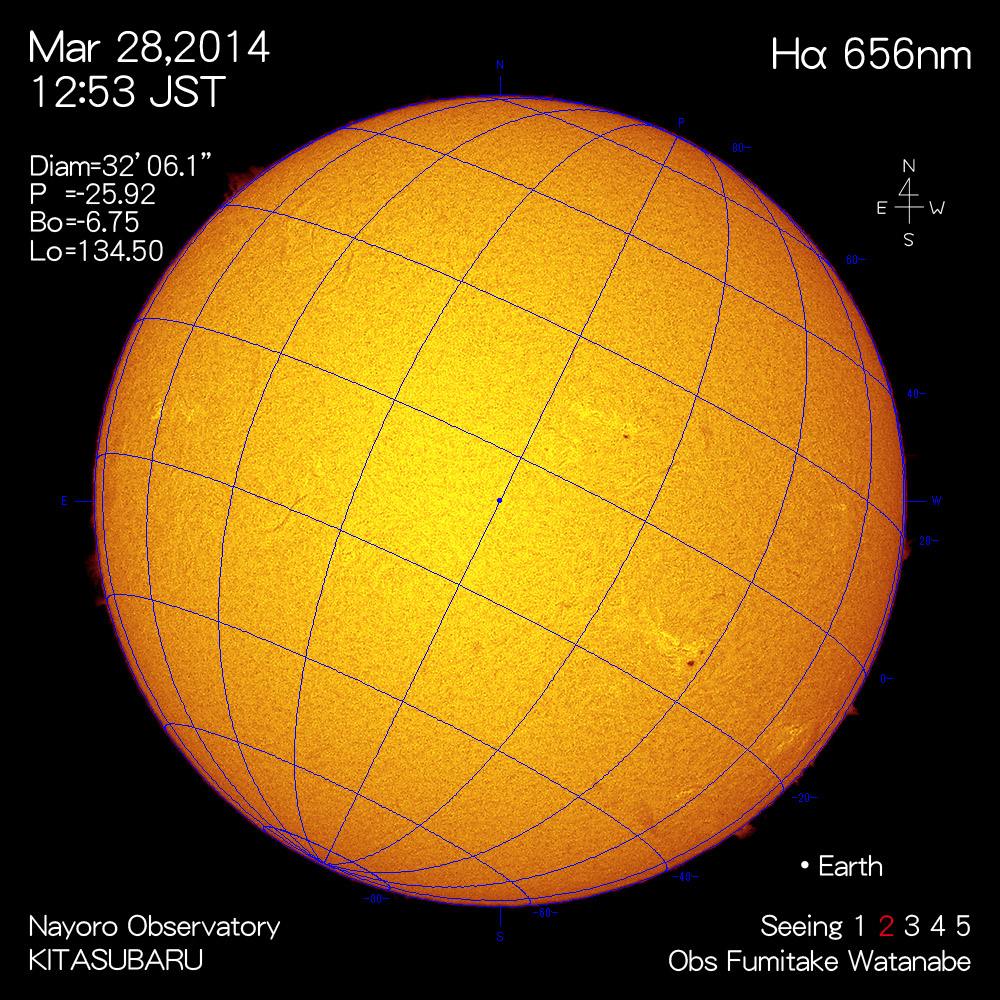2014年3月28日Hα波長の太陽
