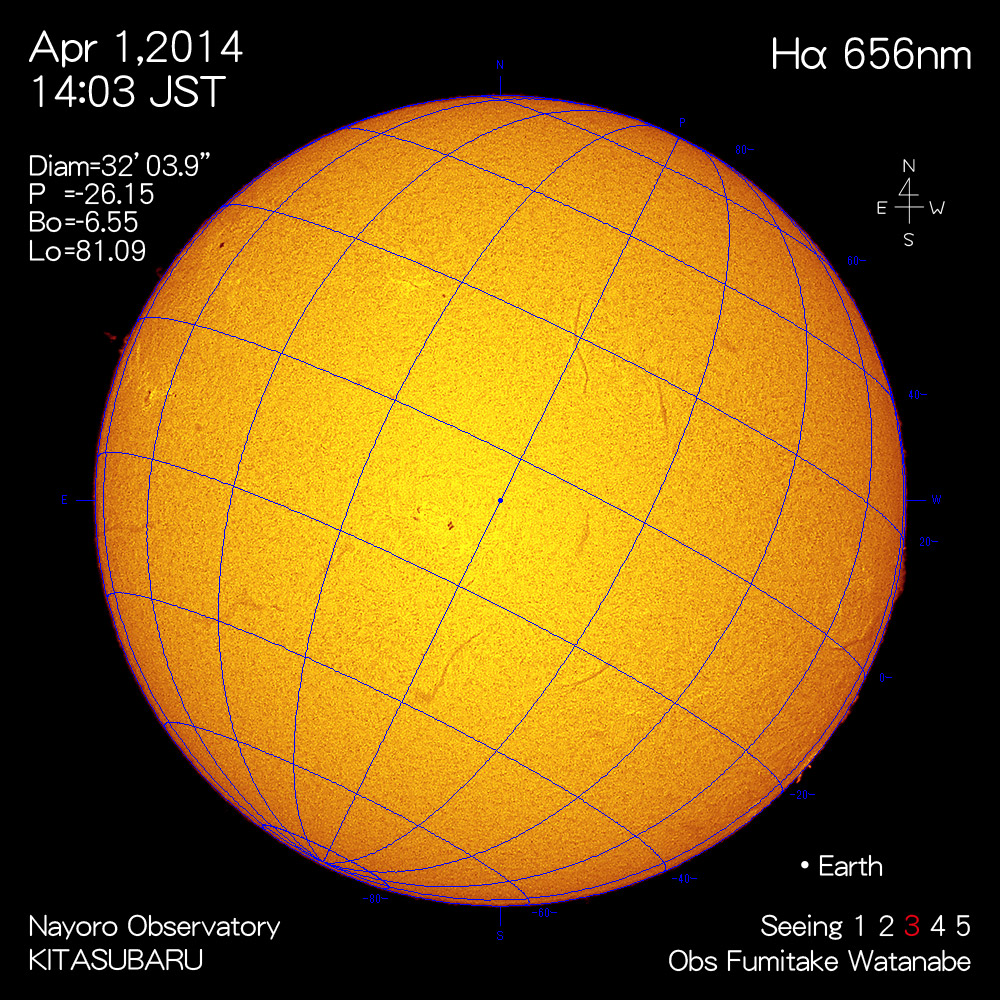 2014年4月1日Hα波長の太陽