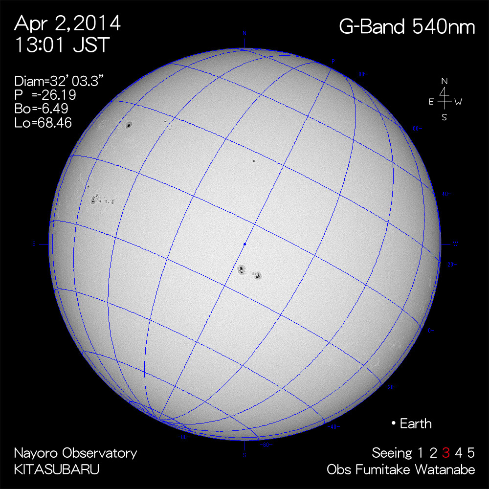 2014年4月2日540nm波長の太陽