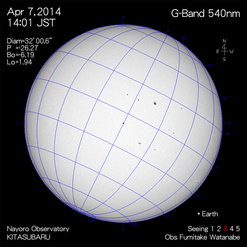 2014年4月7日540nm波長の太陽