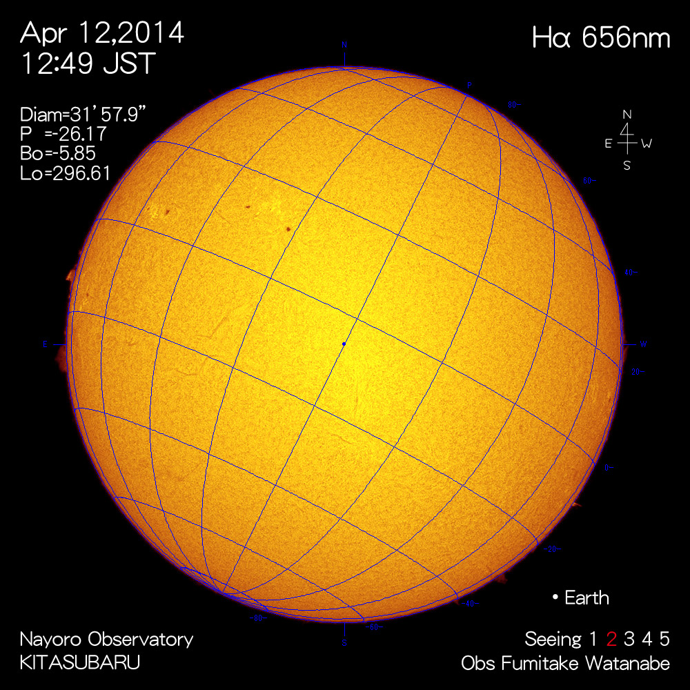 2014年4月12日Hα波長の太陽