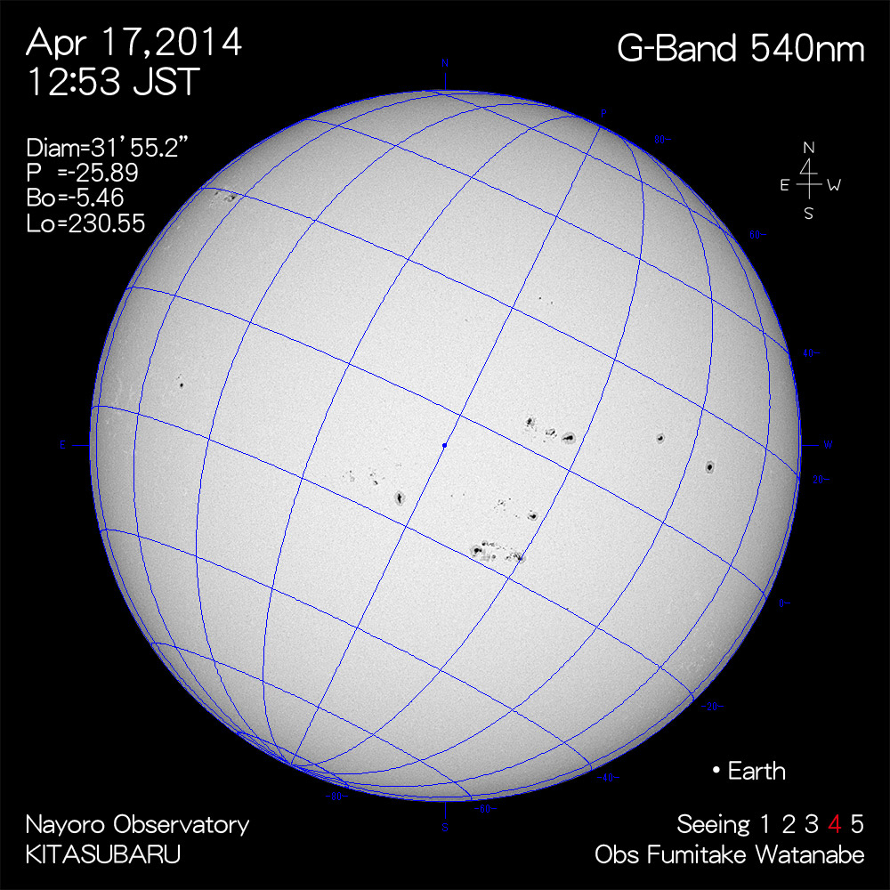 2014年4月17日540nm波長の太陽