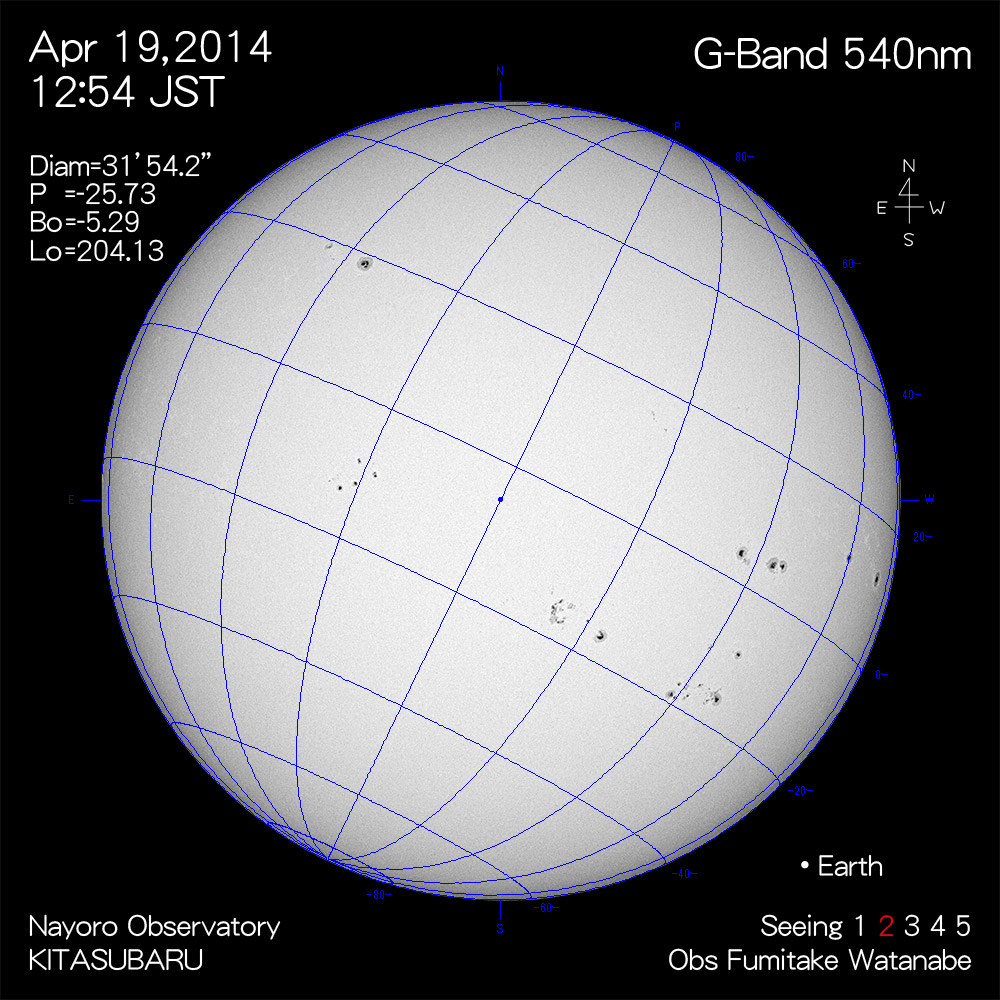 2014年4月19日540nm波長の太陽