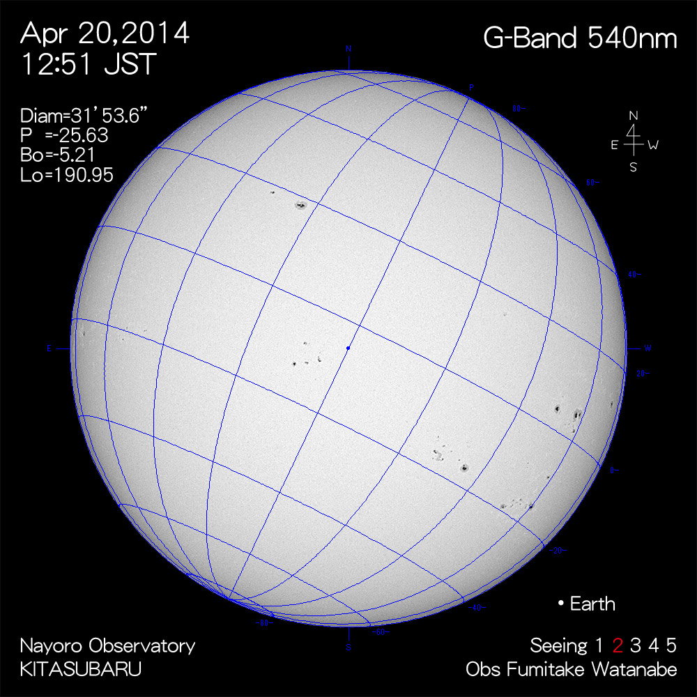 2014年4月20日540nm波長の太陽