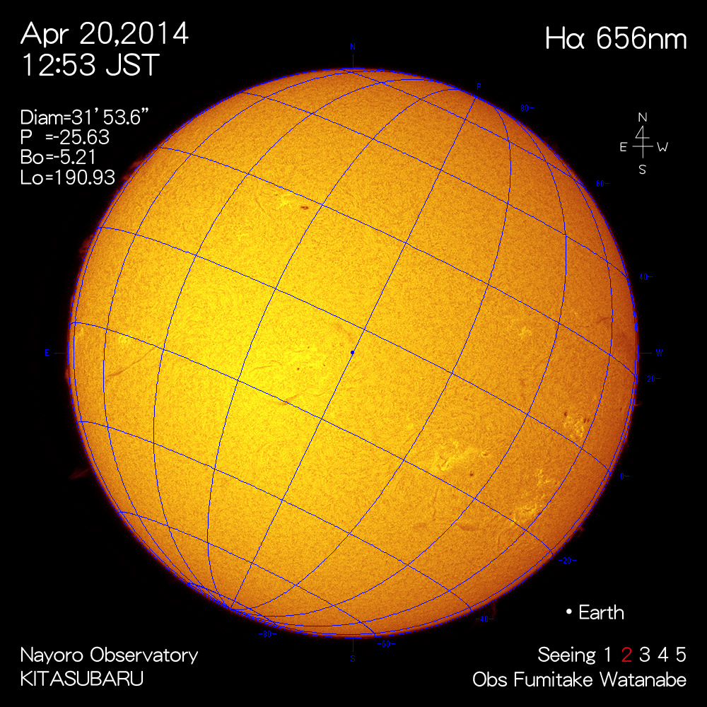 2014年4月20日Hα波長の太陽