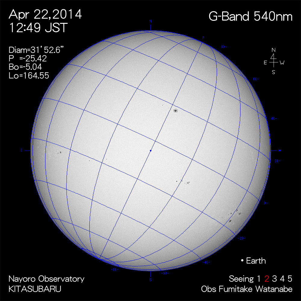 2014年4月22日540nm波長の太陽