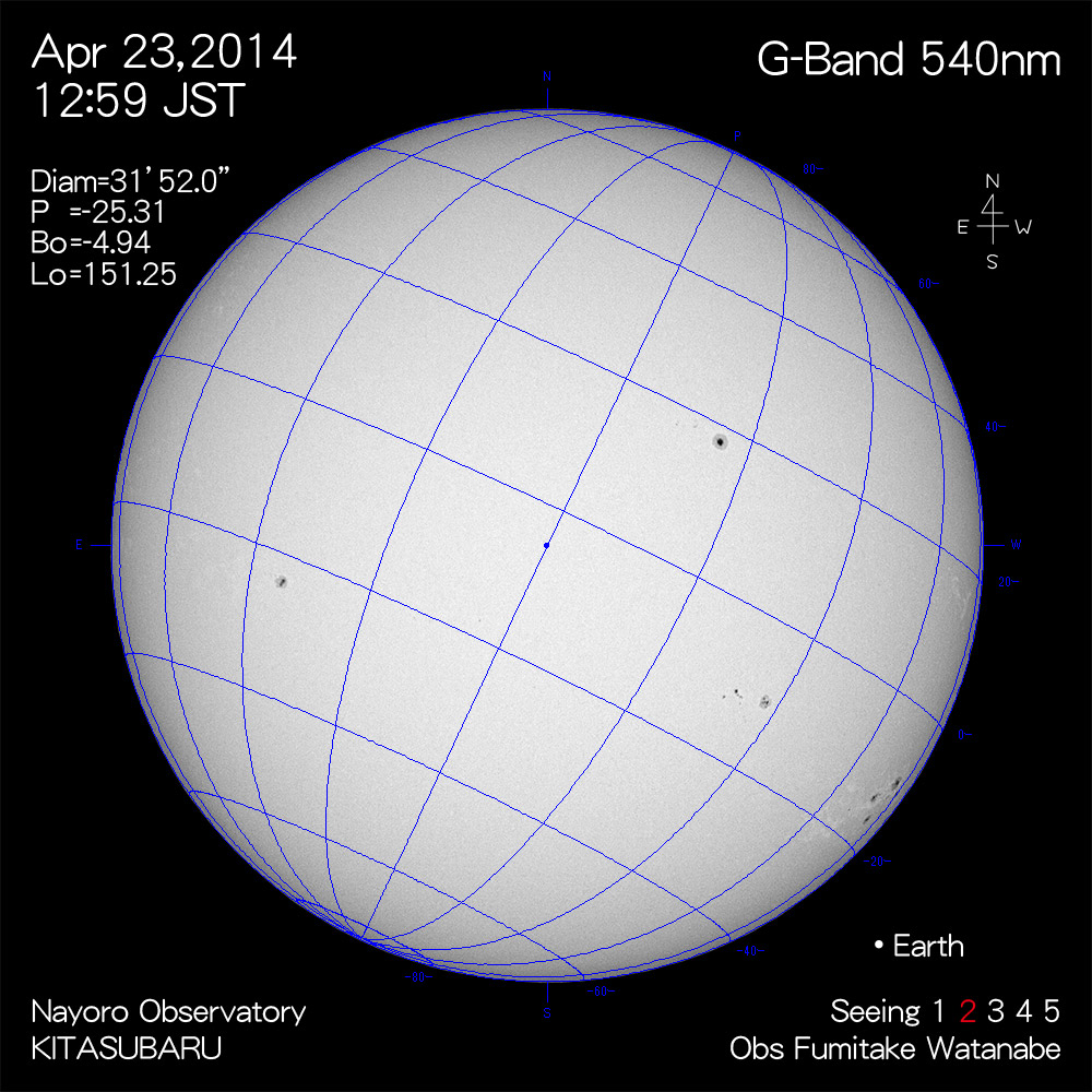 2014年4月23日540nm波長の太陽