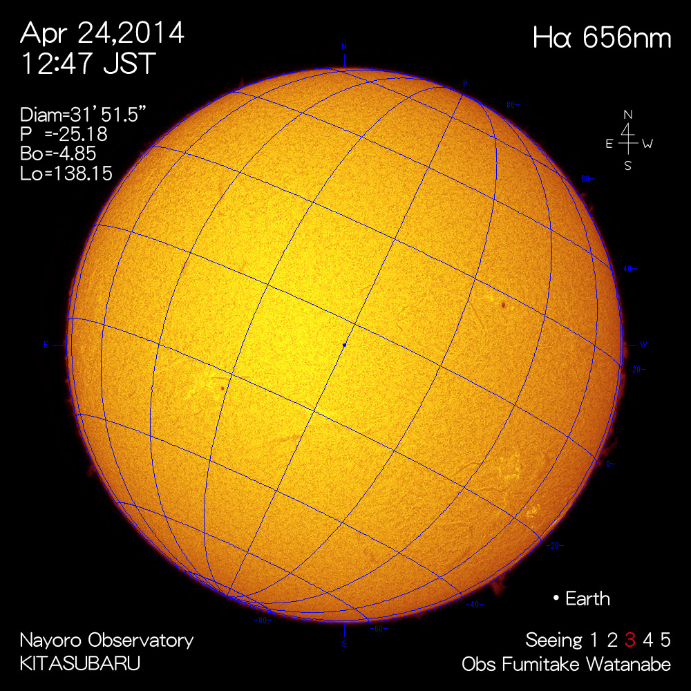 2014年4月24日Hα波長の太陽
