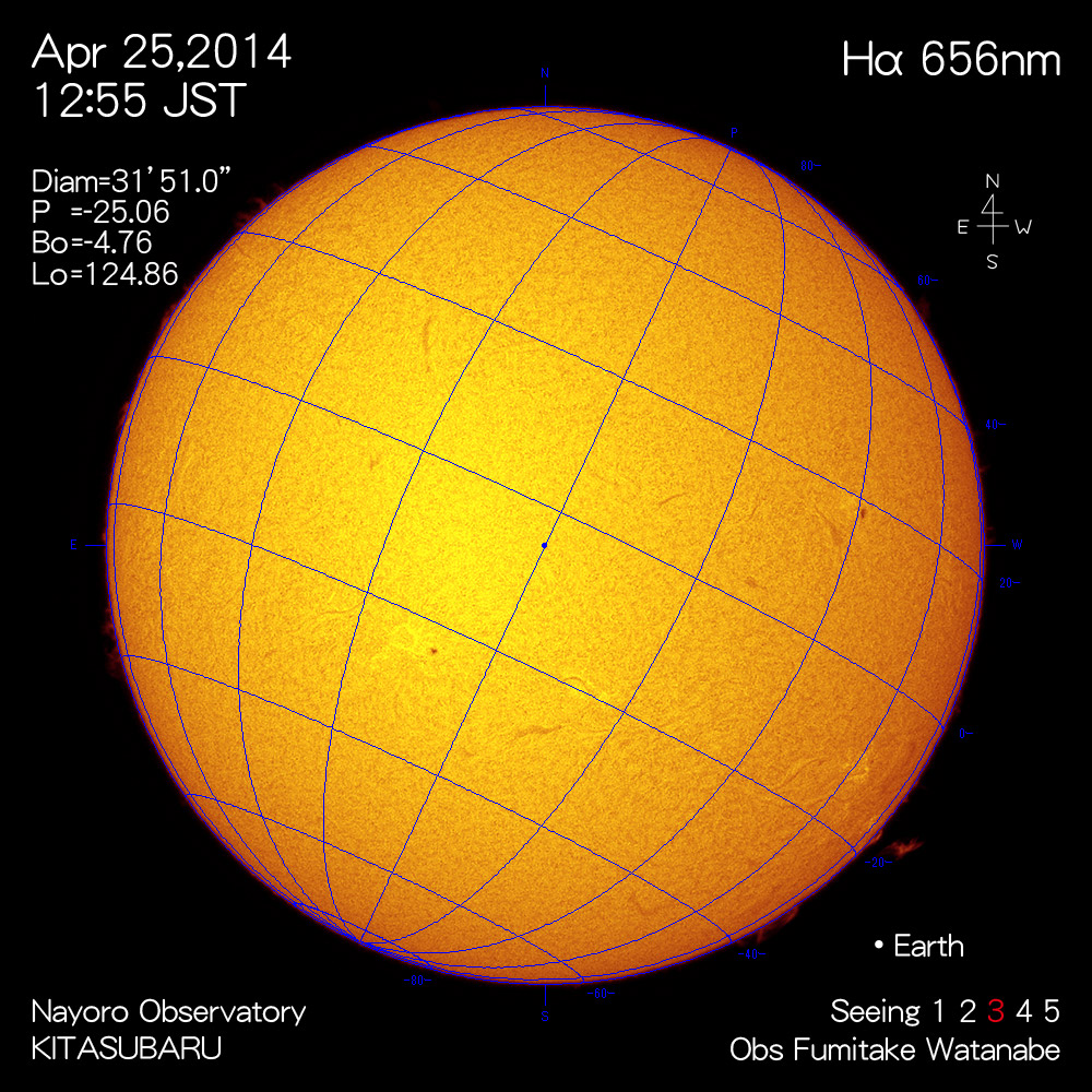 2014年4月25日Hα波長の太陽