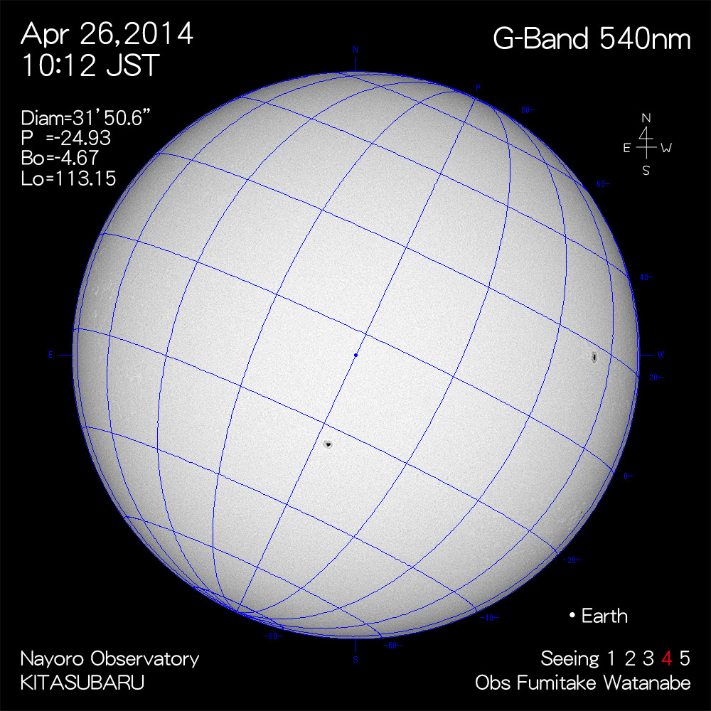 2014年4月26日540nm波長の太陽