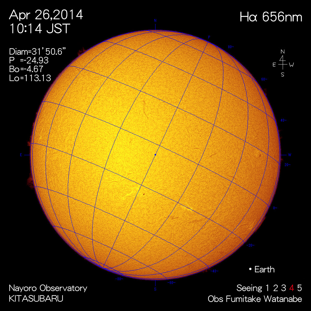 2014年4月26日Hα波長の太陽