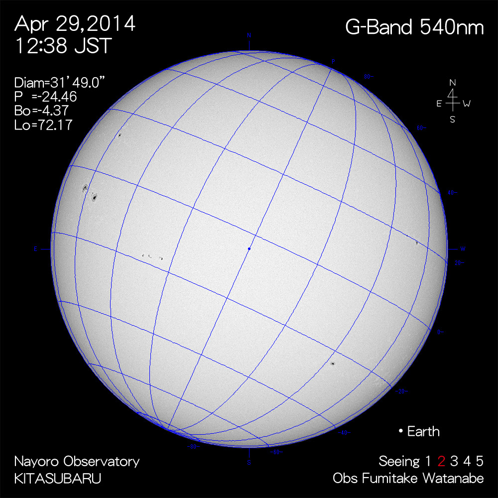 2014年4月29日540nm波長の太陽