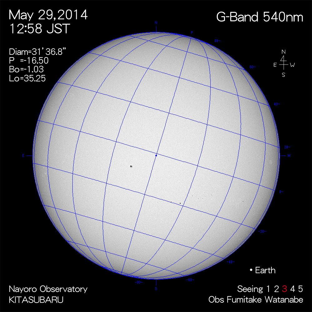 2014年5月29日540nm波長の太陽