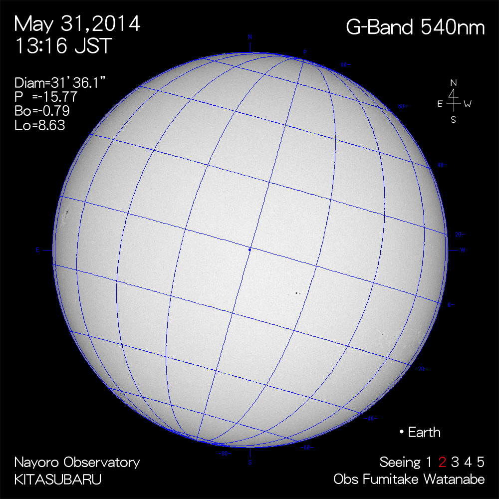 2014年5月31日540nm波長の太陽