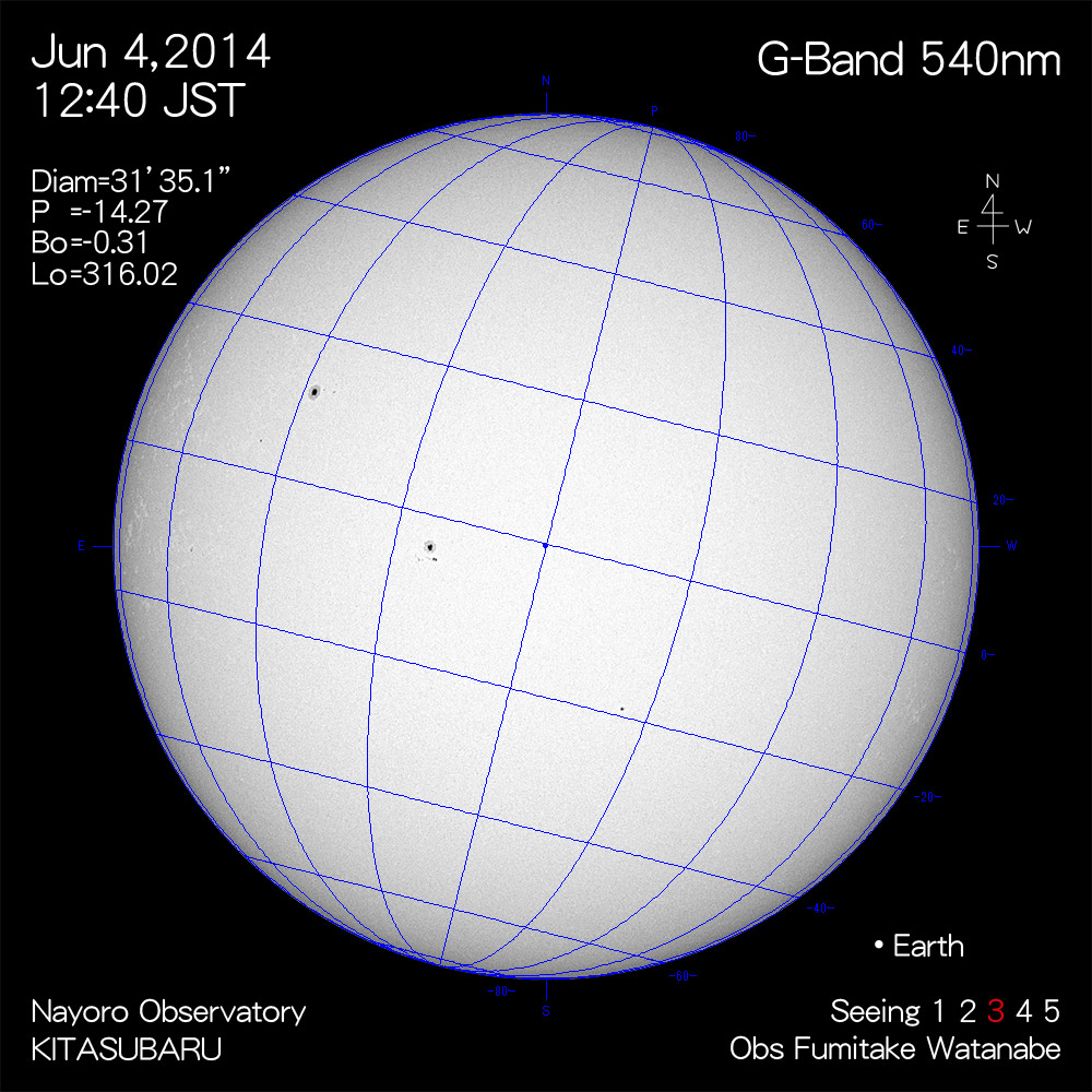 2014年6月4日540nm波長の太陽
