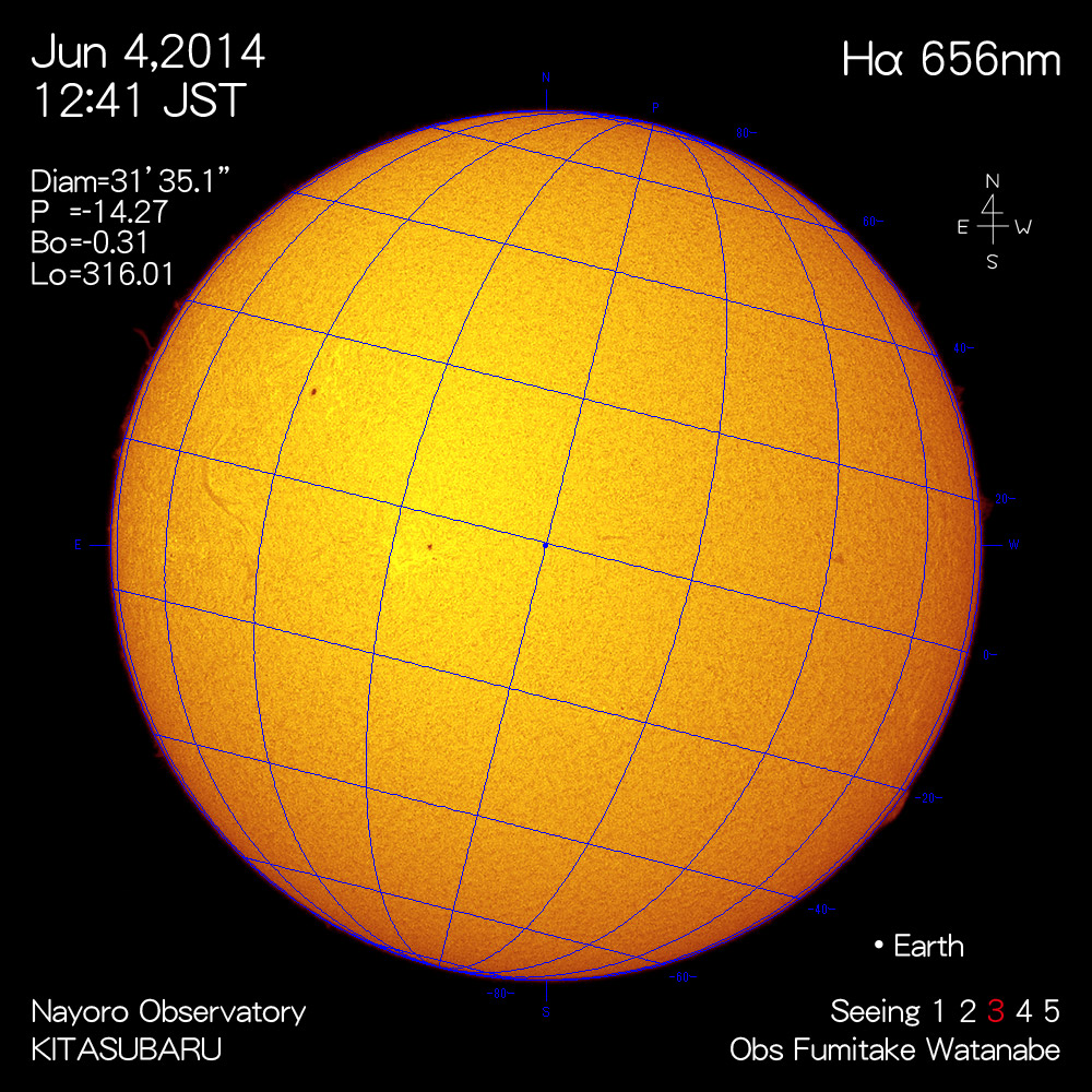 2014年6月4日Hα波長の太陽