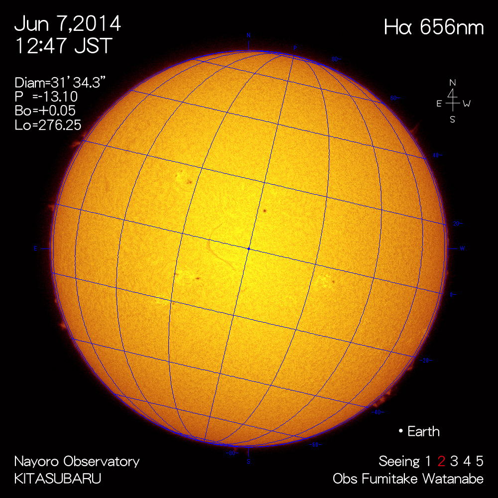 2014年6月7日Hα波長の太陽