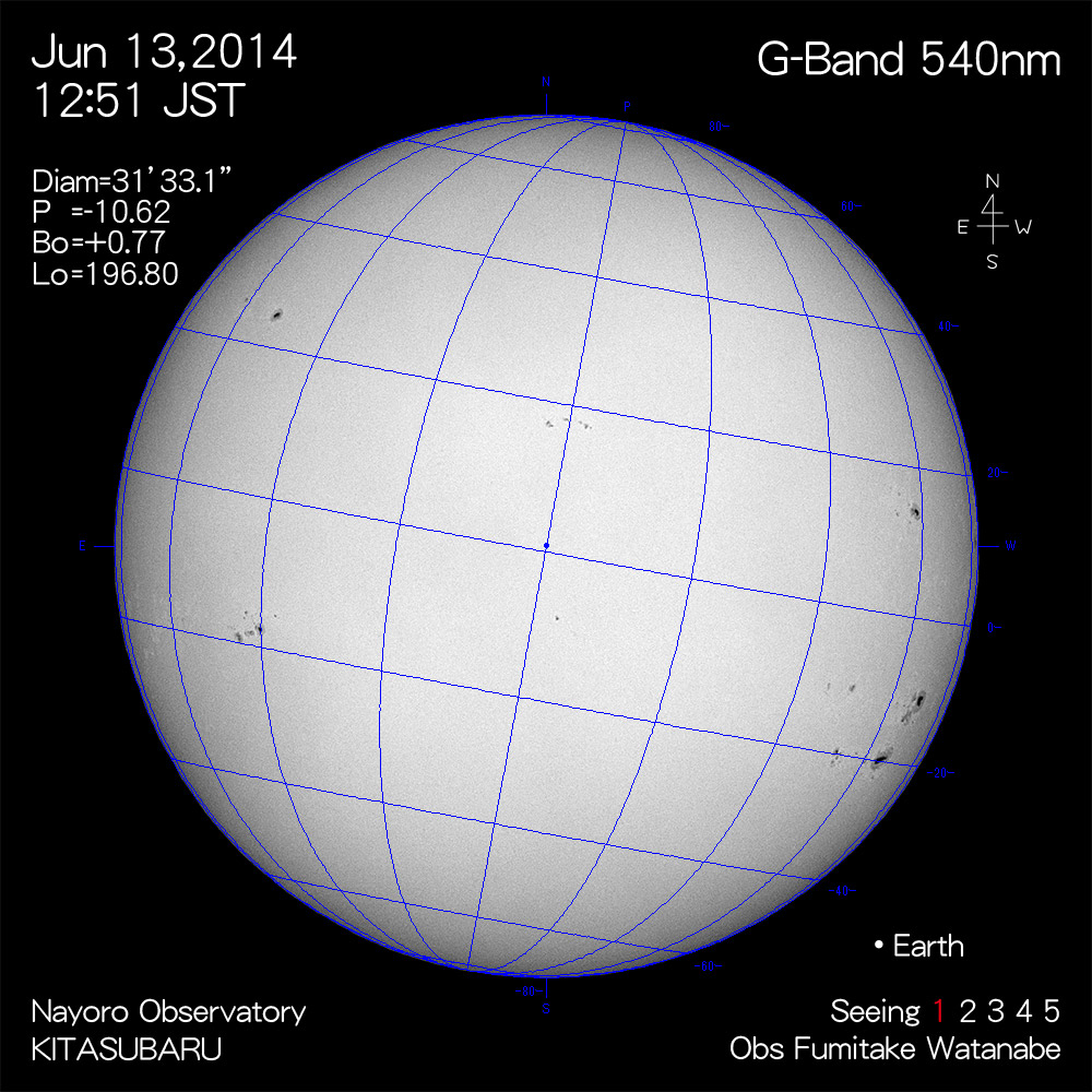 2014年6月13日540nm波長の太陽