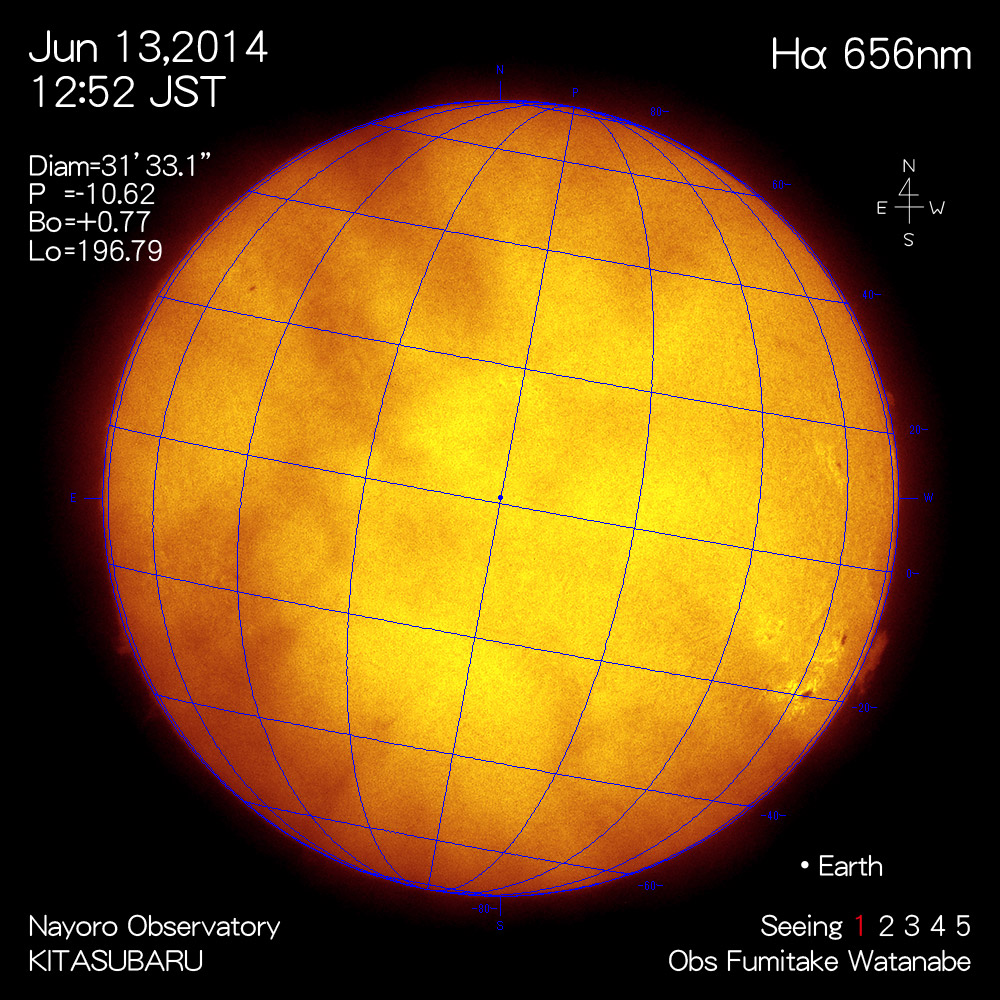 2014年6月13日Hα波長の太陽