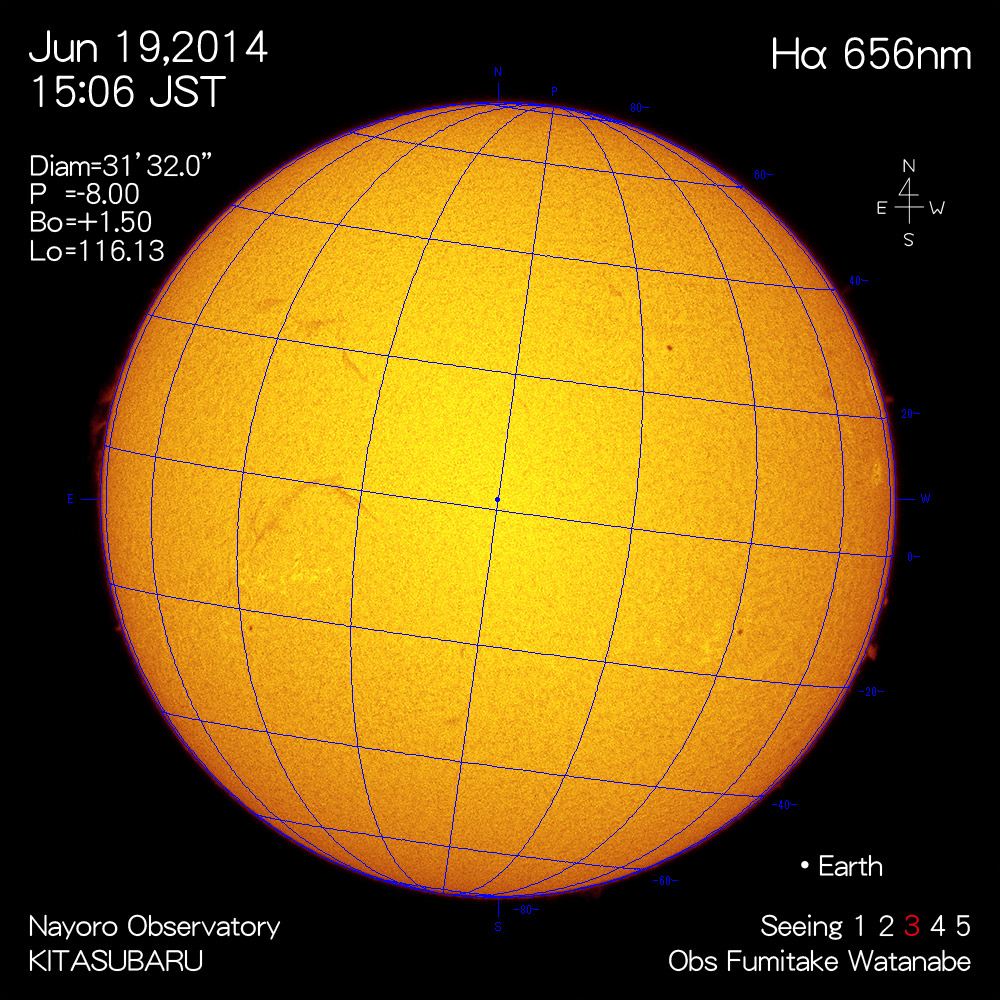 2014年6月19日Hα波長の太陽