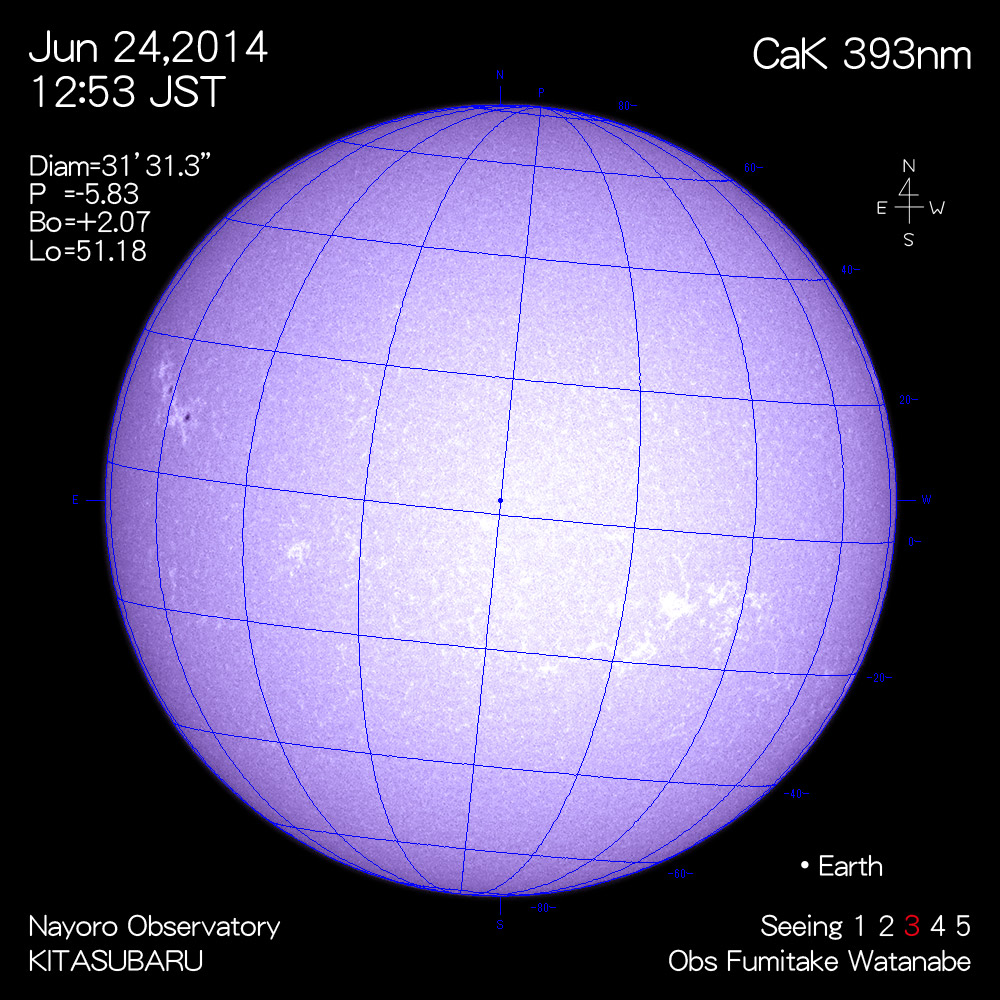 2014年6月24日CaK波長の太陽