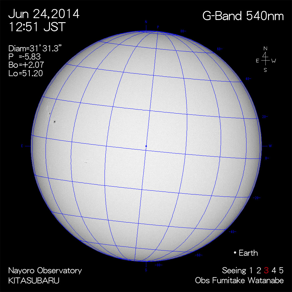 2014年6月24日540nm波長の太陽