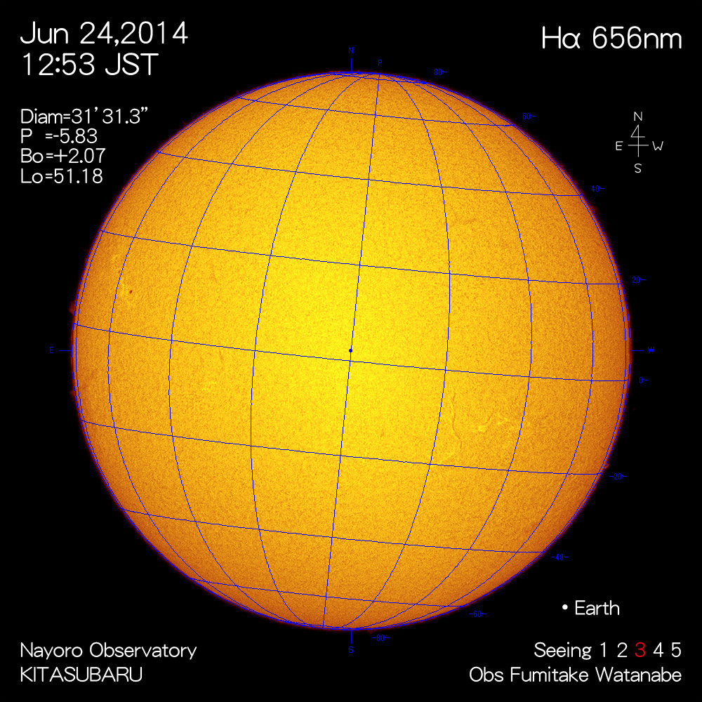 2014年6月24日Hα波長の太陽