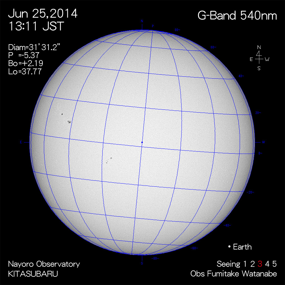 2014年6月25日540nm波長の太陽