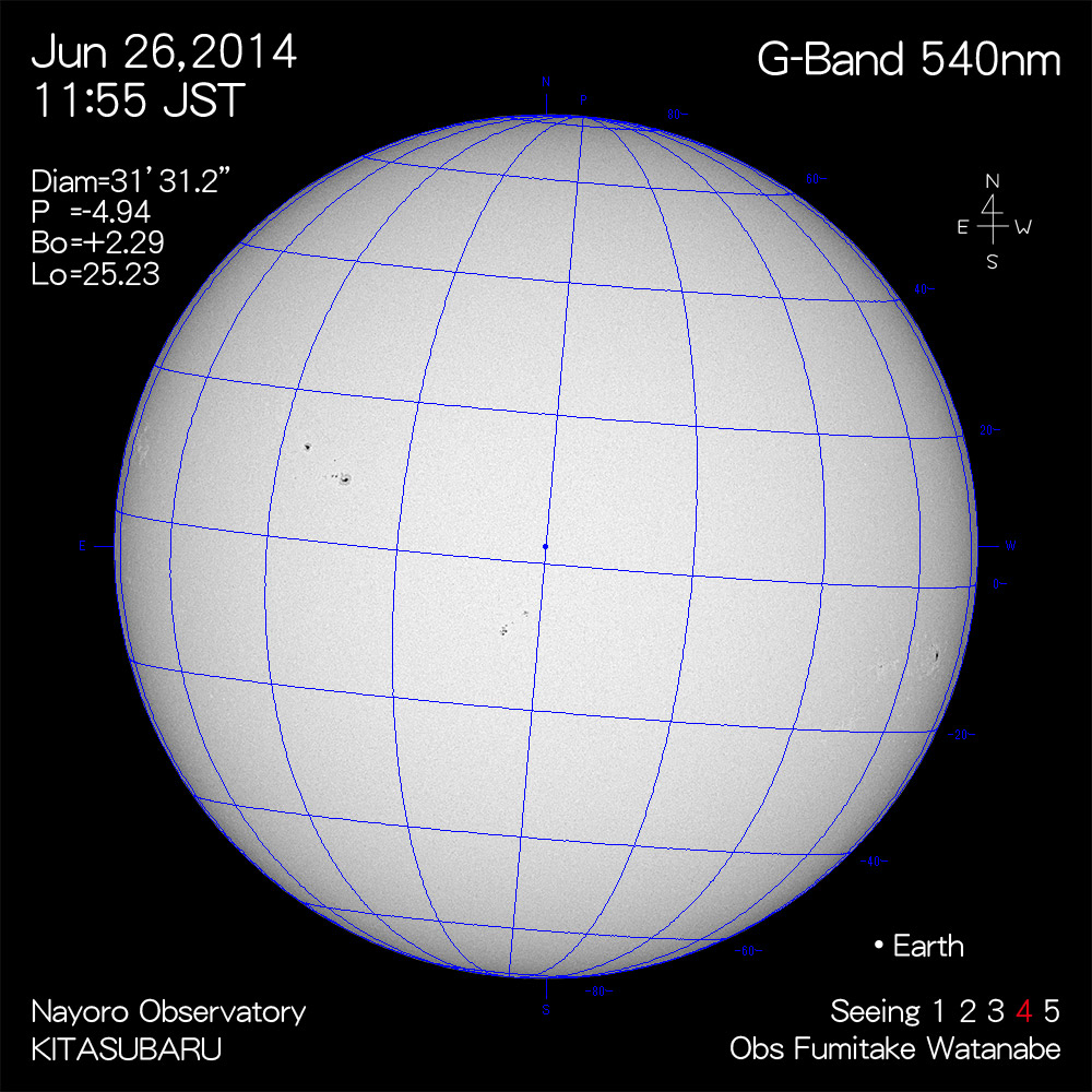 2014年6月26日540nm波長の太陽