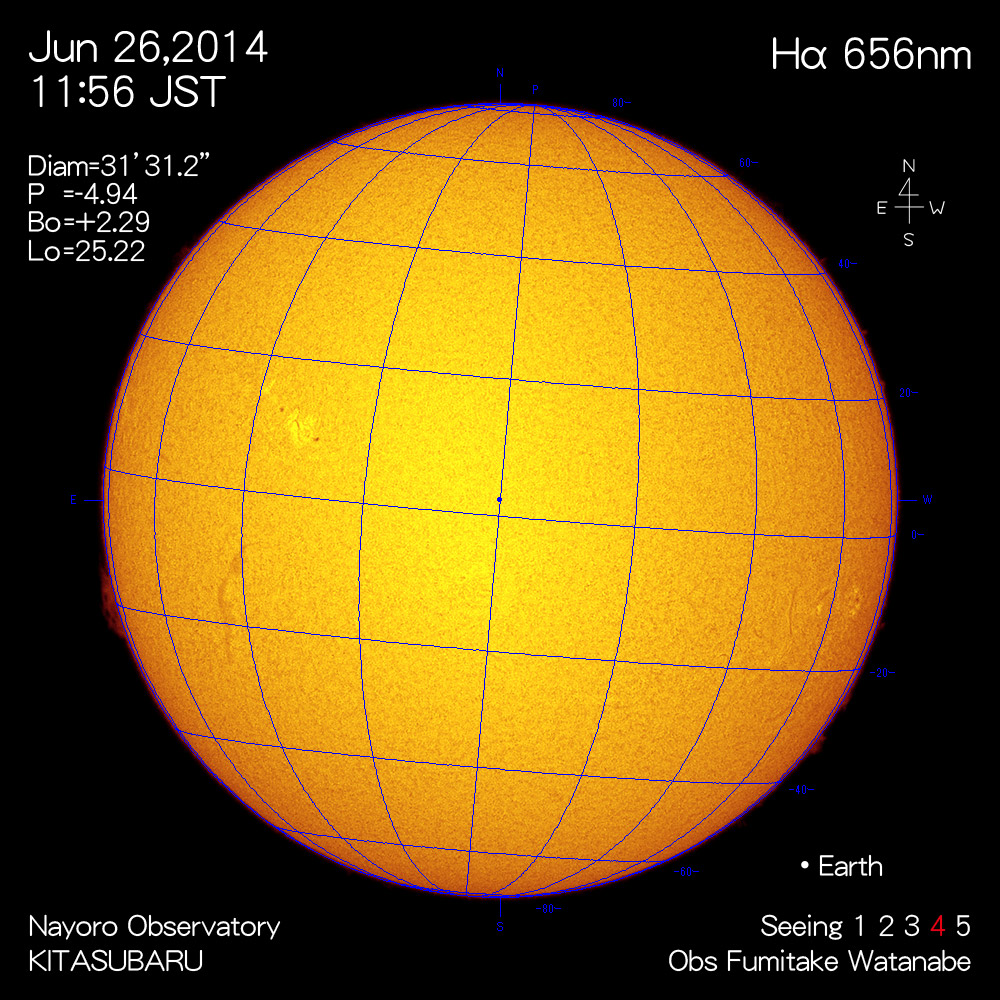 2014年6月26日Hα波長の太陽