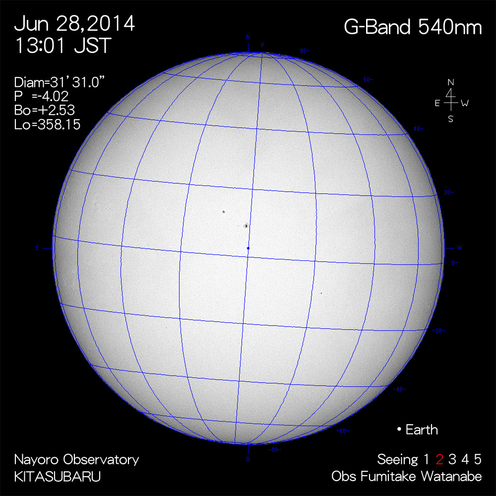 2014年6月28日540nm波長の太陽