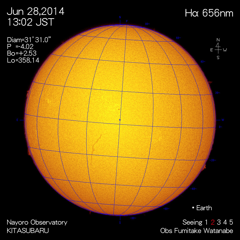 2014年6月28日Hα波長の太陽