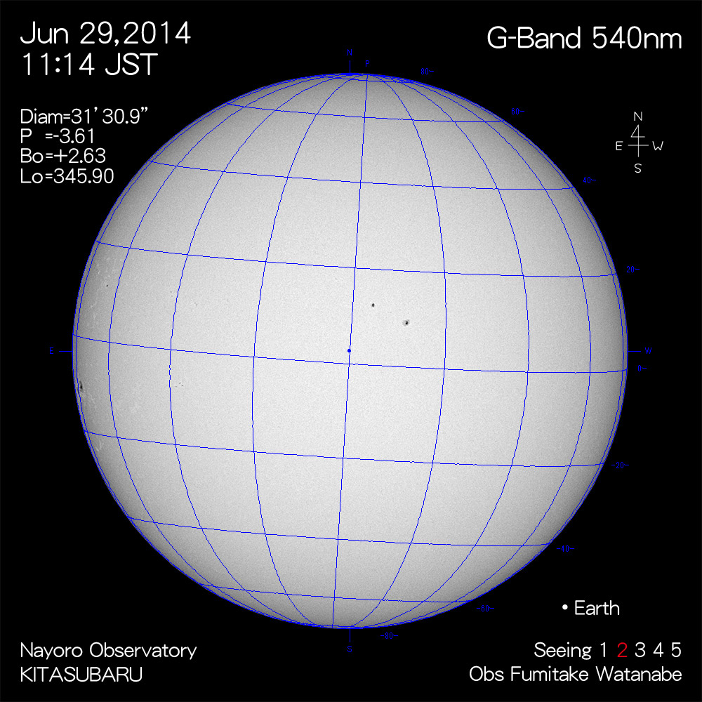 2014年6月29日540nm波長の太陽