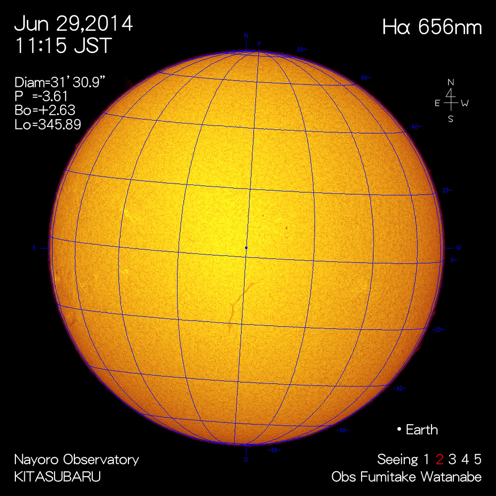 2014年6月29日Hα波長の太陽