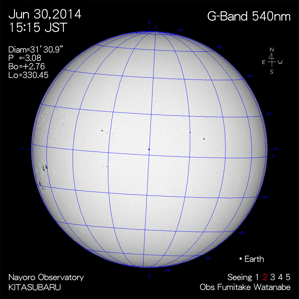 2014年6月30日540nm波長の太陽
